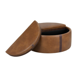Borelli Wheeled Storage Ottoman - Tobacco Tan / Autumn Chestnut