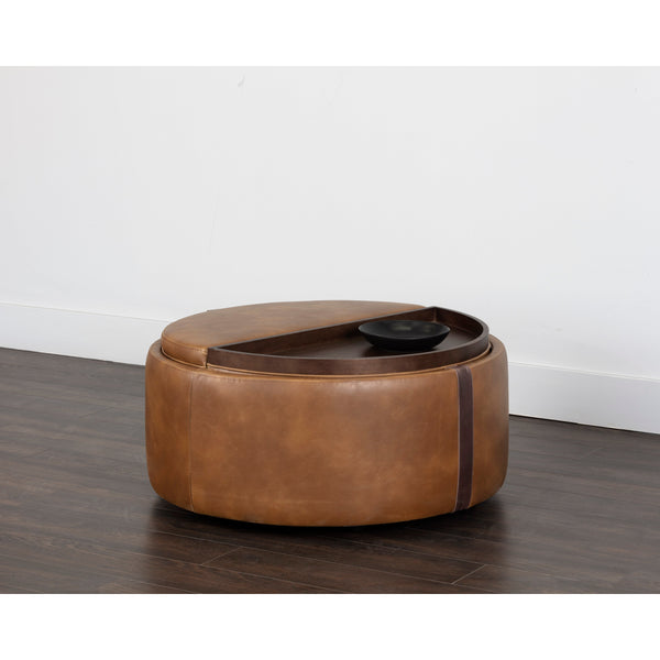 Borelli Wheeled Storage Ottoman - Tobacco Tan / Autumn Chestnut