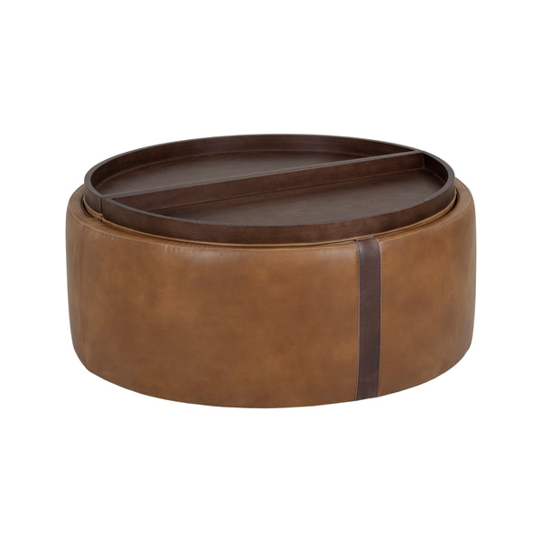 Borelli Wheeled Storage Ottoman - Tobacco Tan / Autumn Chestnut