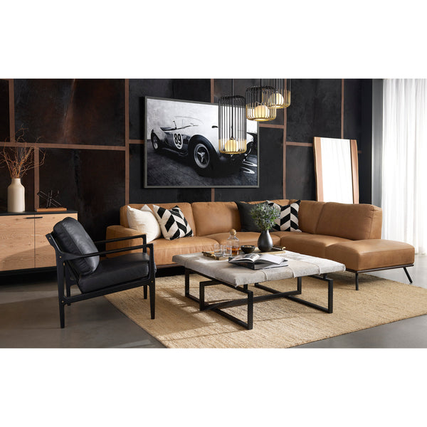 Brandi Sofa Chaise Raf - Camel Leather