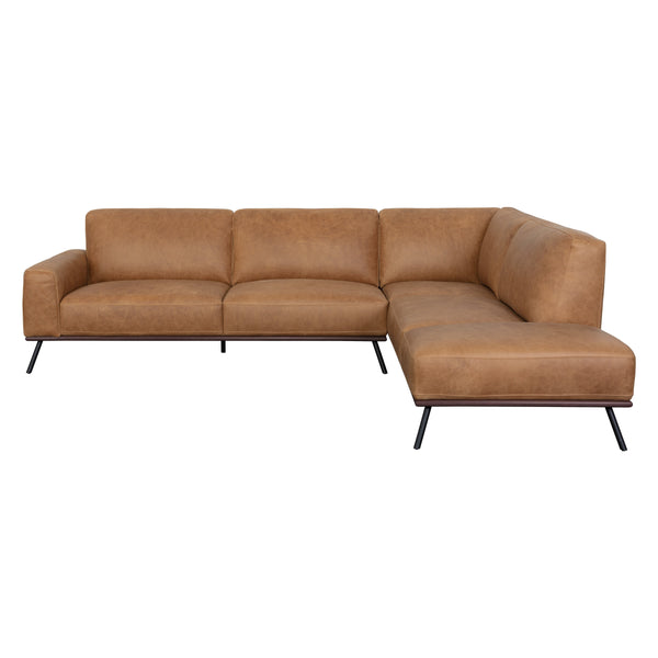 Brandi Sofa Chaise Raf - Camel Leather