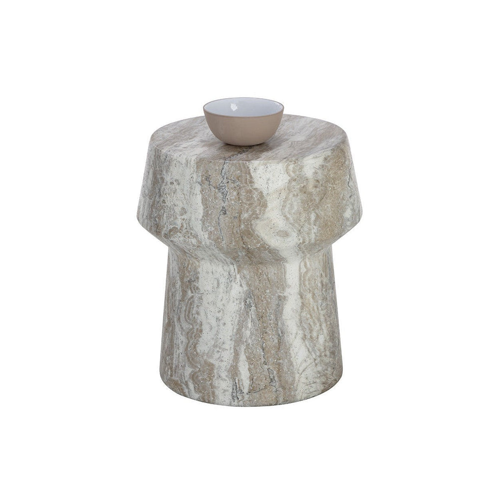 Brie End Table - Marble Look - Dark Emperador