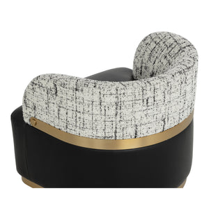 Brinda Swivel Lounge Chair - Bravo Black / Halton Birch