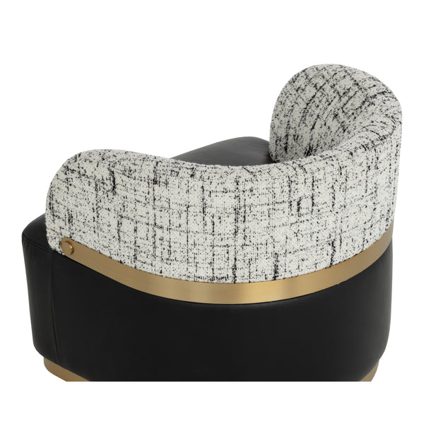 Brinda Swivel Lounge Chair - Bravo Black / Halton Birch