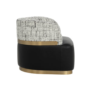 Brinda Swivel Lounge Chair - Bravo Black / Halton Birch