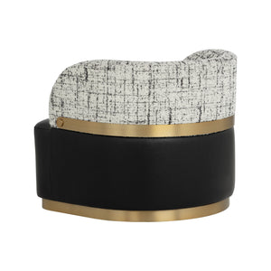 Brinda Swivel Lounge Chair - Bravo Black / Halton Birch