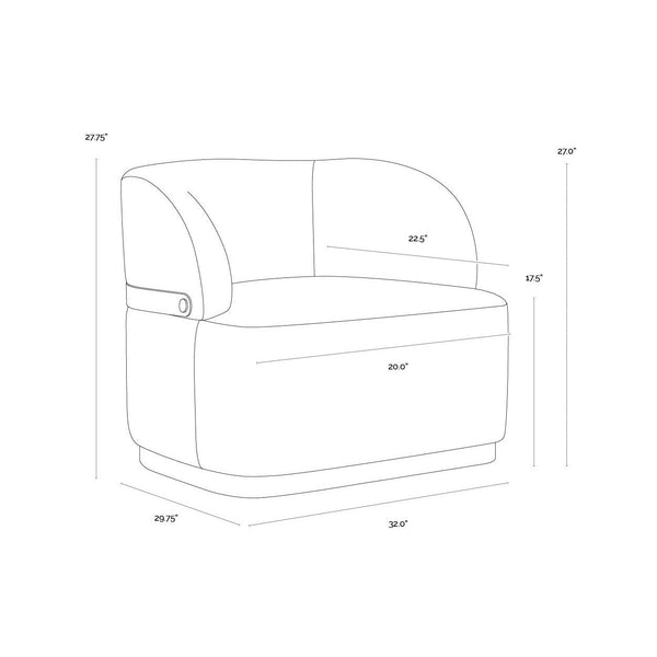 Brinda Swivel Lounge Chair - Napa Beige / Hailey Moon