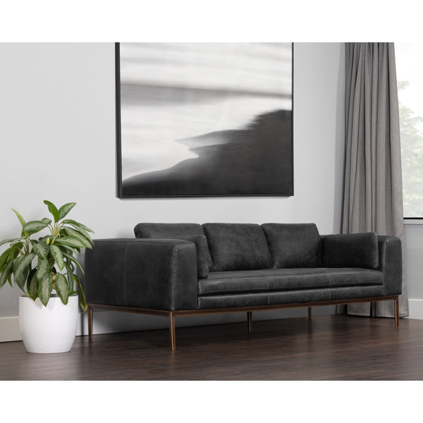 Burr Sofa - Serbia Black Leather