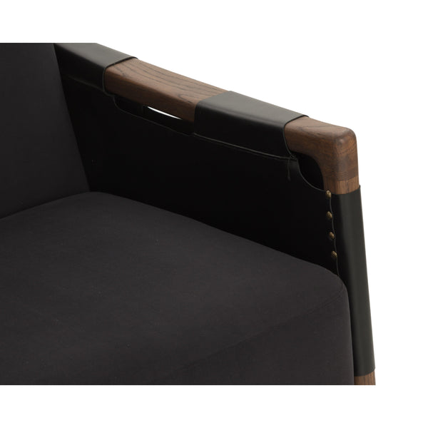 Calloway Lounge Chair - Antique Brown - Abbington Black / Onyx Leather