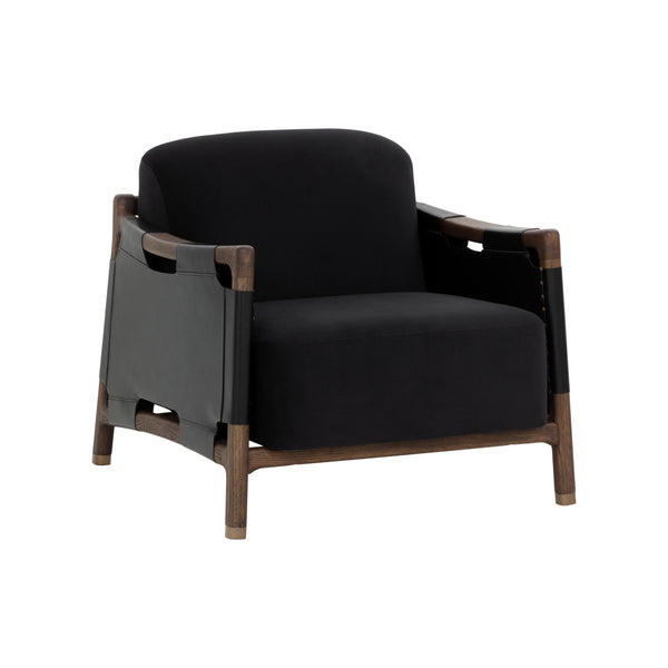 Calloway Lounge Chair - Antique Brown - Abbington Black / Onyx Leather
