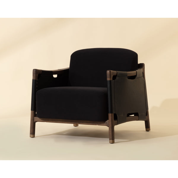 Calloway Lounge Chair - Antique Brown - Abbington Black / Onyx Leather