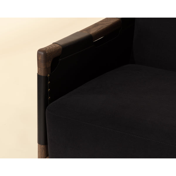 Calloway Lounge Chair - Antique Brown - Abbington Black / Onyx Leather