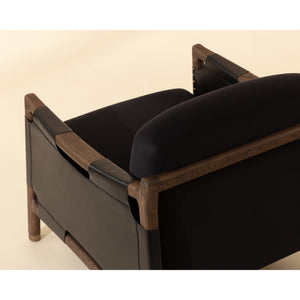 Calloway Lounge Chair - Antique Brown - Abbington Black / Onyx Leather