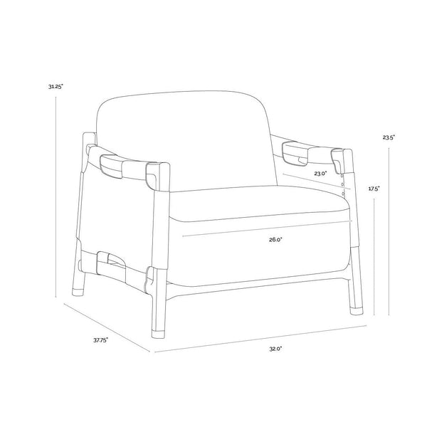 Calloway Lounge Chair - Light Oak - Santa Cruz Oatmeal / Nubuck Caramel Leather
