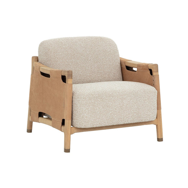 Calloway Lounge Chair - Light Oak - Santa Cruz Oatmeal / Nubuck Caramel Leather