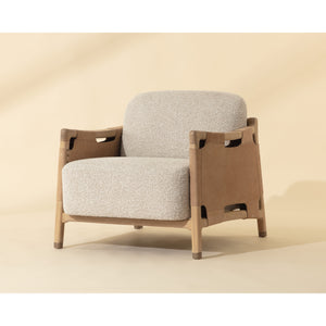 Calloway Lounge Chair - Light Oak - Santa Cruz Oatmeal / Nubuck Caramel Leather