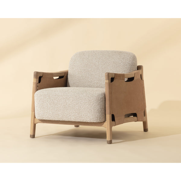 Calloway Lounge Chair - Light Oak - Santa Cruz Oatmeal / Nubuck Caramel Leather