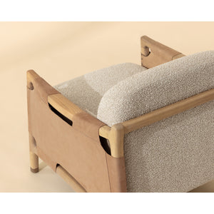 Calloway Lounge Chair - Light Oak - Santa Cruz Oatmeal / Nubuck Caramel Leather