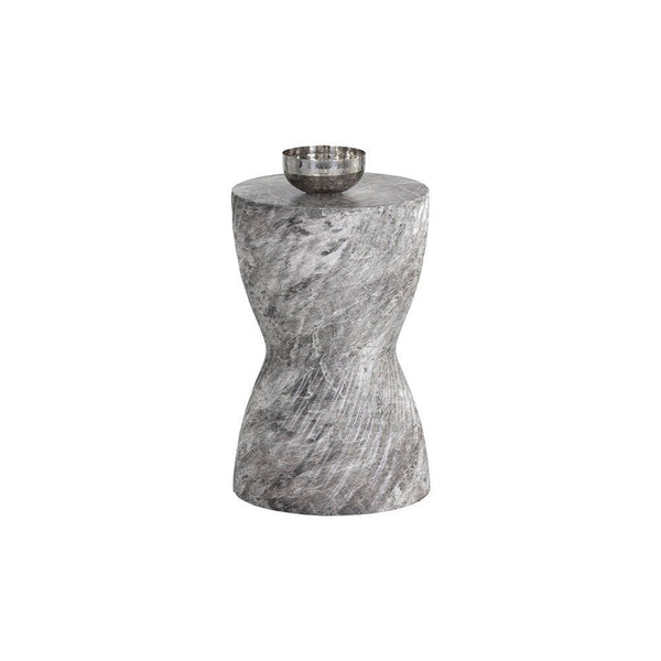 Cara End Table - Marble Look - Grey