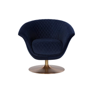 Carine Swivel Lounge Chair - Quilted Abbington Navy
