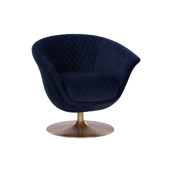 Carine Swivel Lounge Chair - Quilted Abbington Navy