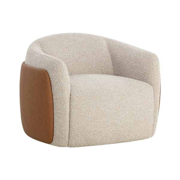 Caris Swivel Lounge Chair - Santa Cruz Oatmeal / Milliken Cognac