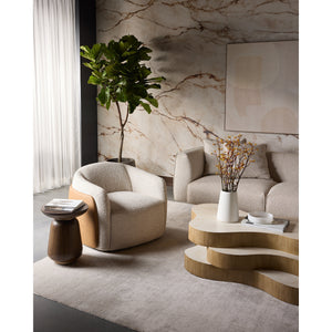 Caris Swivel Lounge Chair - Santa Cruz Oatmeal / Milliken Cognac