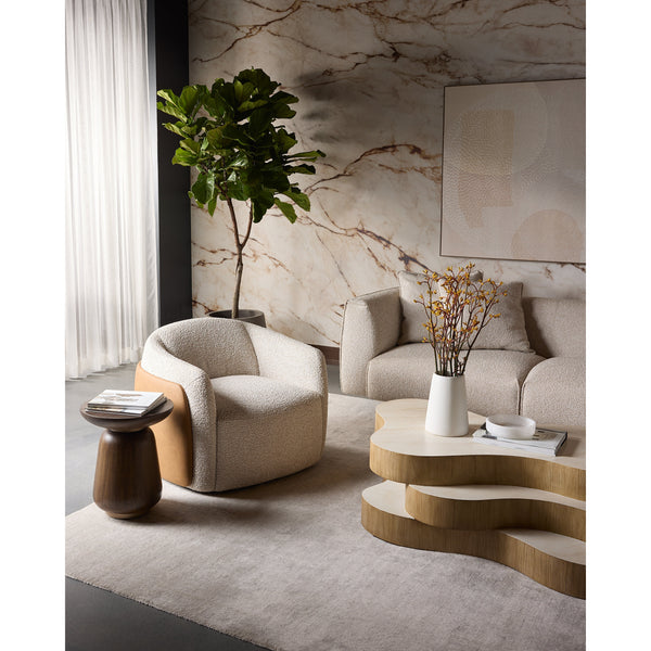 Caris Swivel Lounge Chair - Santa Cruz Oatmeal / Milliken Cognac