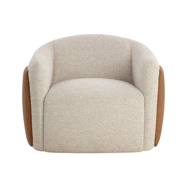 Caris Swivel Lounge Chair - Santa Cruz Oatmeal / Milliken Cognac