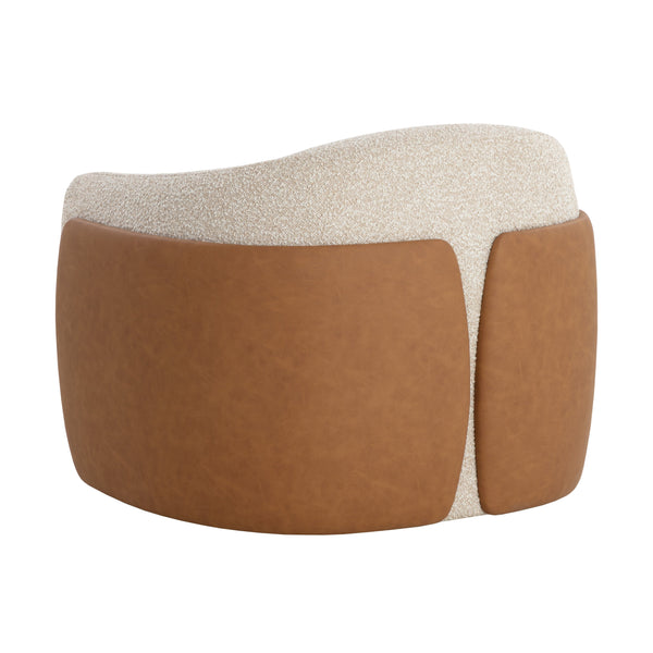 Caris Swivel Lounge Chair - Santa Cruz Oatmeal / Milliken Cognac
