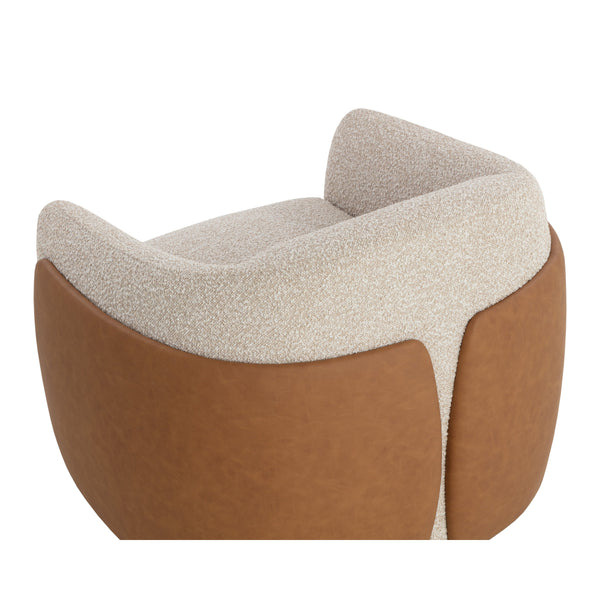 Caris Swivel Lounge Chair - Santa Cruz Oatmeal / Milliken Cognac