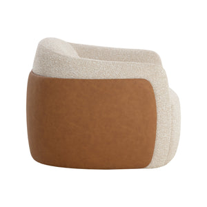 Caris Swivel Lounge Chair - Santa Cruz Oatmeal / Milliken Cognac