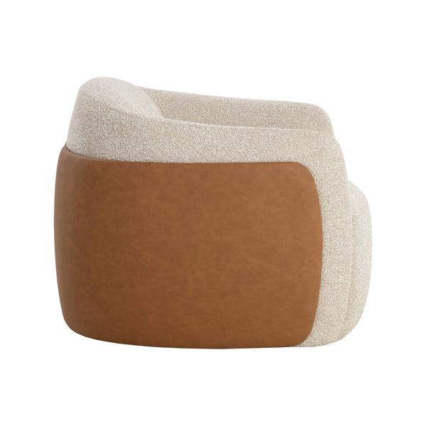 Caris Swivel Lounge Chair - Santa Cruz Oatmeal / Milliken Cognac