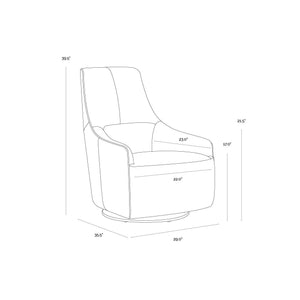 Carmine Swivel Lounge Chair - Cognac Leather