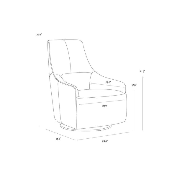 Carmine Swivel Lounge Chair - Cognac Leather