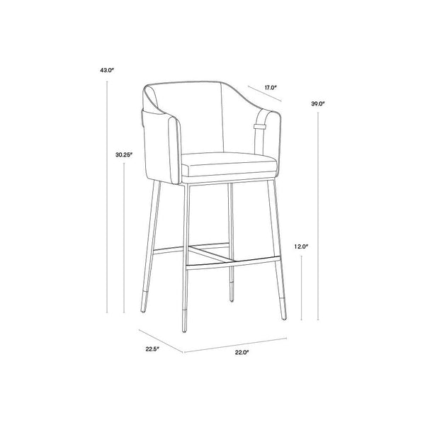 Carter Barstool - Napa Black / Napa Cognac