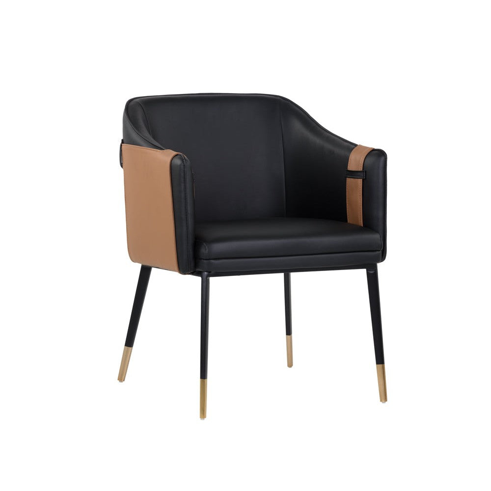 Carter Dining Armchair - Napa Black / Napa Cognac