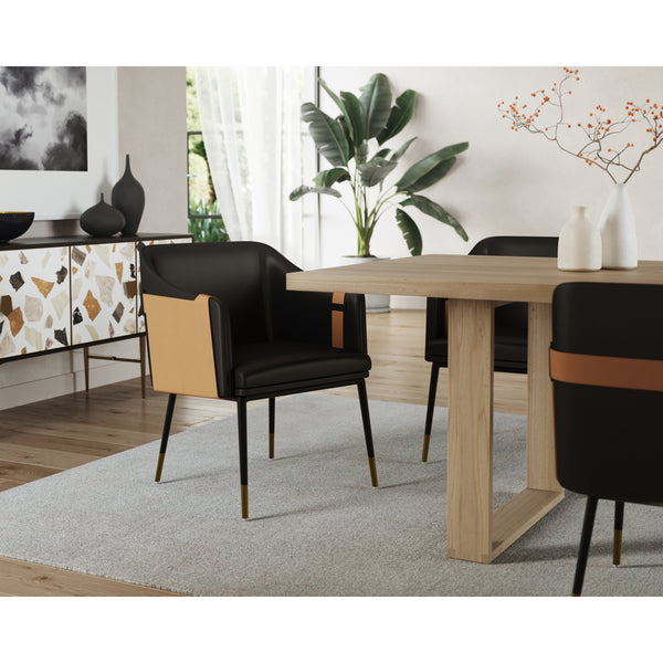 Carter Dining Armchair - Napa Black / Napa Cognac