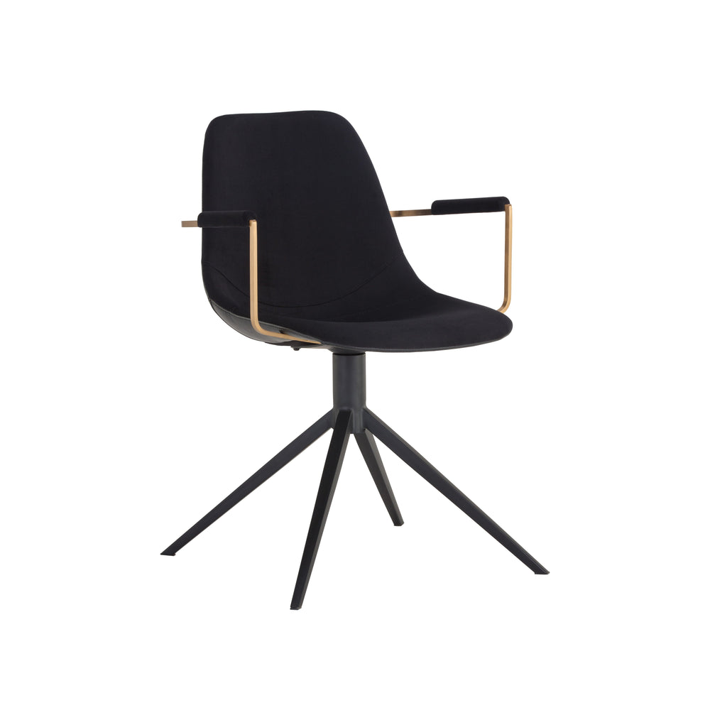 Cassius Swivel Dining Armchair - Abbington Black / Bravo Black