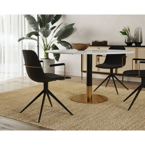 Cassius Swivel Dining Armchair - Abbington Black / Bravo Black