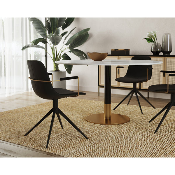 Cassius Swivel Dining Armchair - Abbington Black / Bravo Black