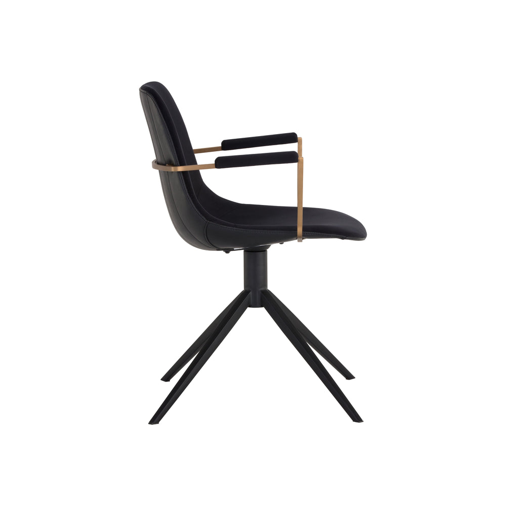 Cassius Swivel Dining Armchair - Abbington Black / Bravo Black