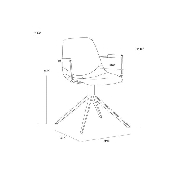 Cassius Swivel Dining Armchair - Dillon Cream