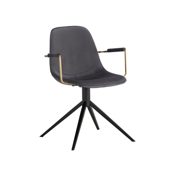Cassius Swivel Dining Armchair - Slate Tint / Nightfall Black