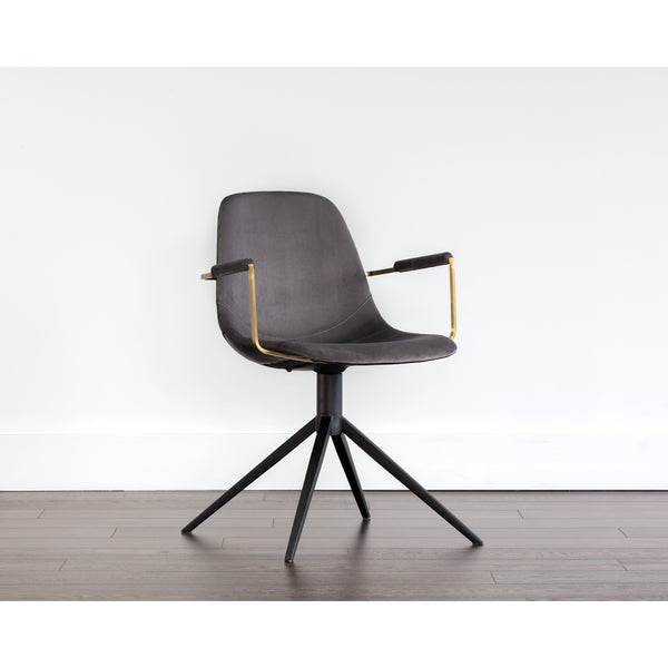 Cassius Swivel Dining Armchair - Slate Tint / Nightfall Black
