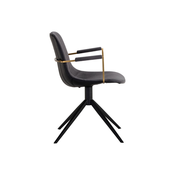 Cassius Swivel Dining Armchair - Slate Tint / Nightfall Black