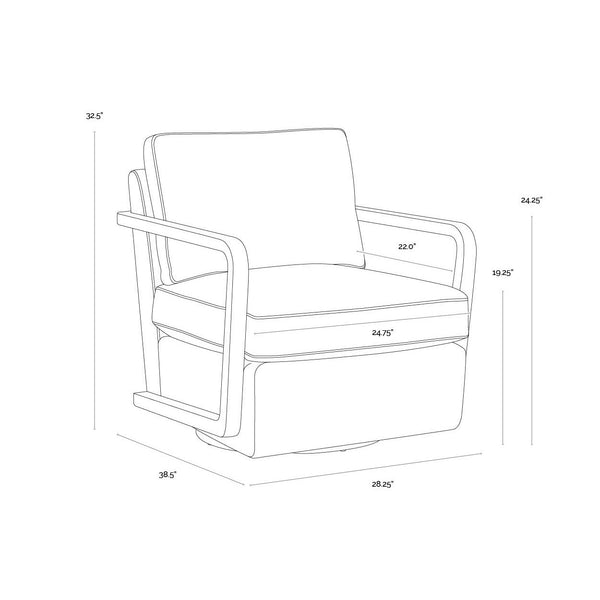 Castell Swivel Lounge Chair - Brown - Cortina Black Leather