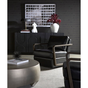 Castell Swivel Lounge Chair - Brown - Cortina Black Leather