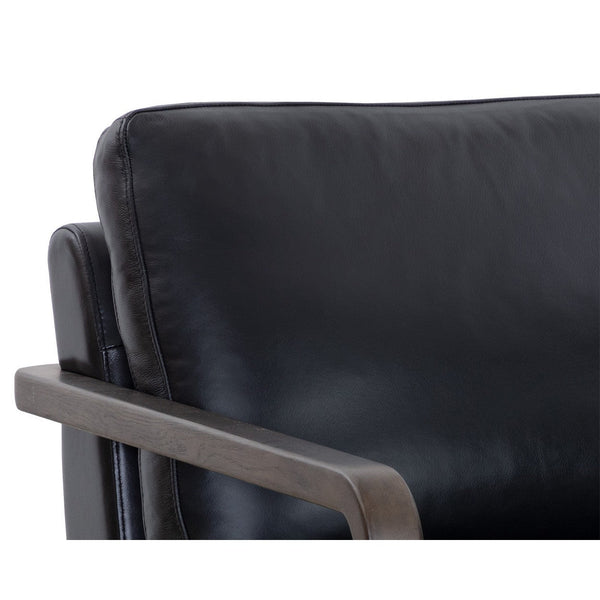 Castell Swivel Lounge Chair - Brown - Cortina Black Leather