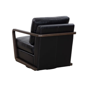 Castell Swivel Lounge Chair - Brown - Cortina Black Leather